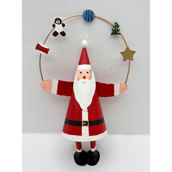 Santa Claus Juggling Toys Christmas Tree Ornament Swinging Legs Hand Painted - Picture 6 of 6